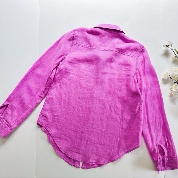 Lilly Pulitzer Sea View Linen Button Down Top Amethyst Shirt - Picture 7 of 9